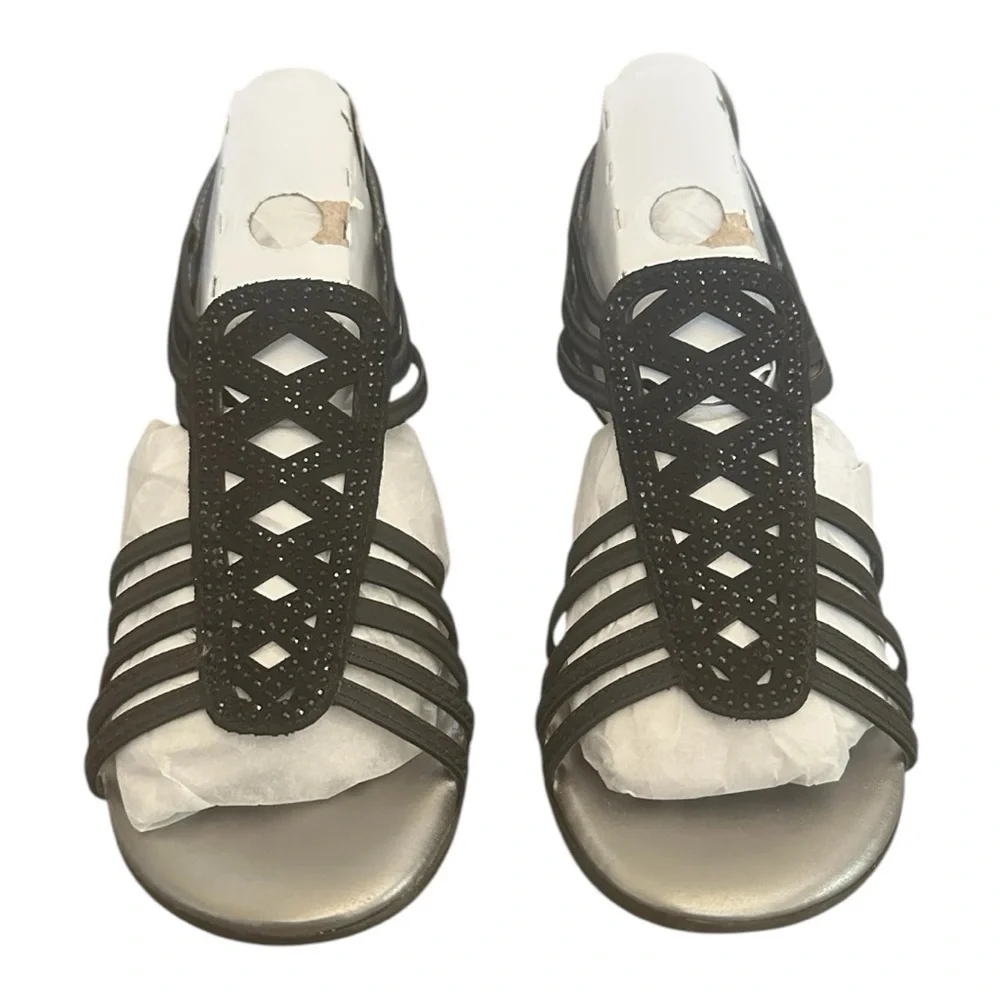 Karen Scott Ellya Embellished Dressy Slingback Sandals - Black - Women Size 7.5